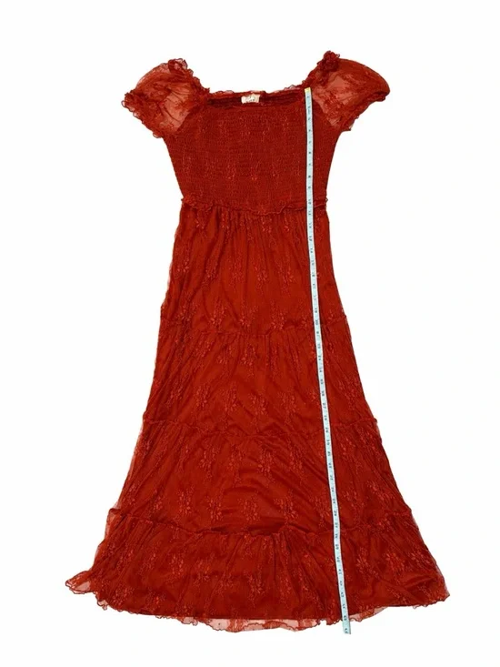 Ember Women’s Rust Lace/Mesh Tiered Midi Dress  Sz. M - Picture 13 of 13